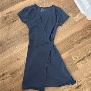 Pact Navy Wrap Mini Dress